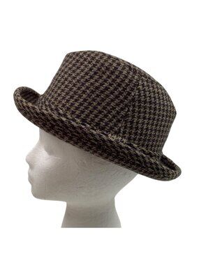 Cavanagh Hats Vintage 1950s Houndstooth Mens Fedora Hat Size 7 1/8 Cashmere
